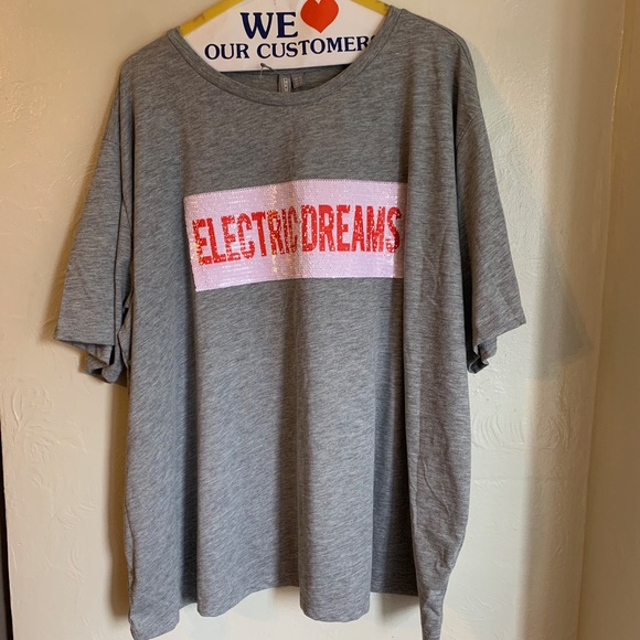 ASOS Curve Tops - ASOS Curve Electric Dreams Grey Tee Size US 22 NWT